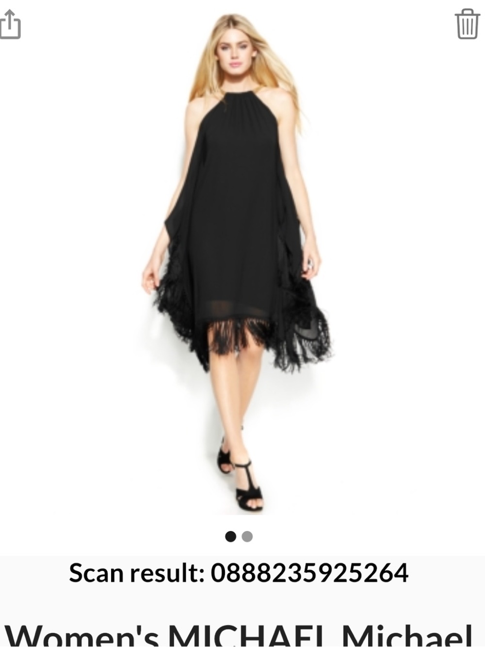 Michael Kors Black Asymmetrical Fringe Halter Dress